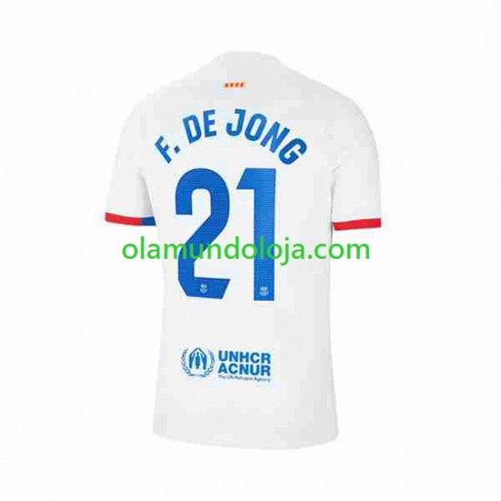 Camisola FC Barcelona Frenkie de Jong 21 Homem Equipamento Segundo 2023-2024 Manga Curta